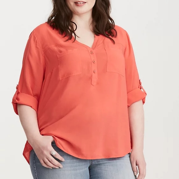 TORRID | HARPER - RED CHALLIS PULLOVER BLOUSE